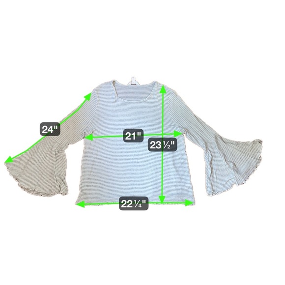 LC Lauren Conrad Striped Bell Sleeve Free People Boho Vibe Size Large - Picture 11 of 13